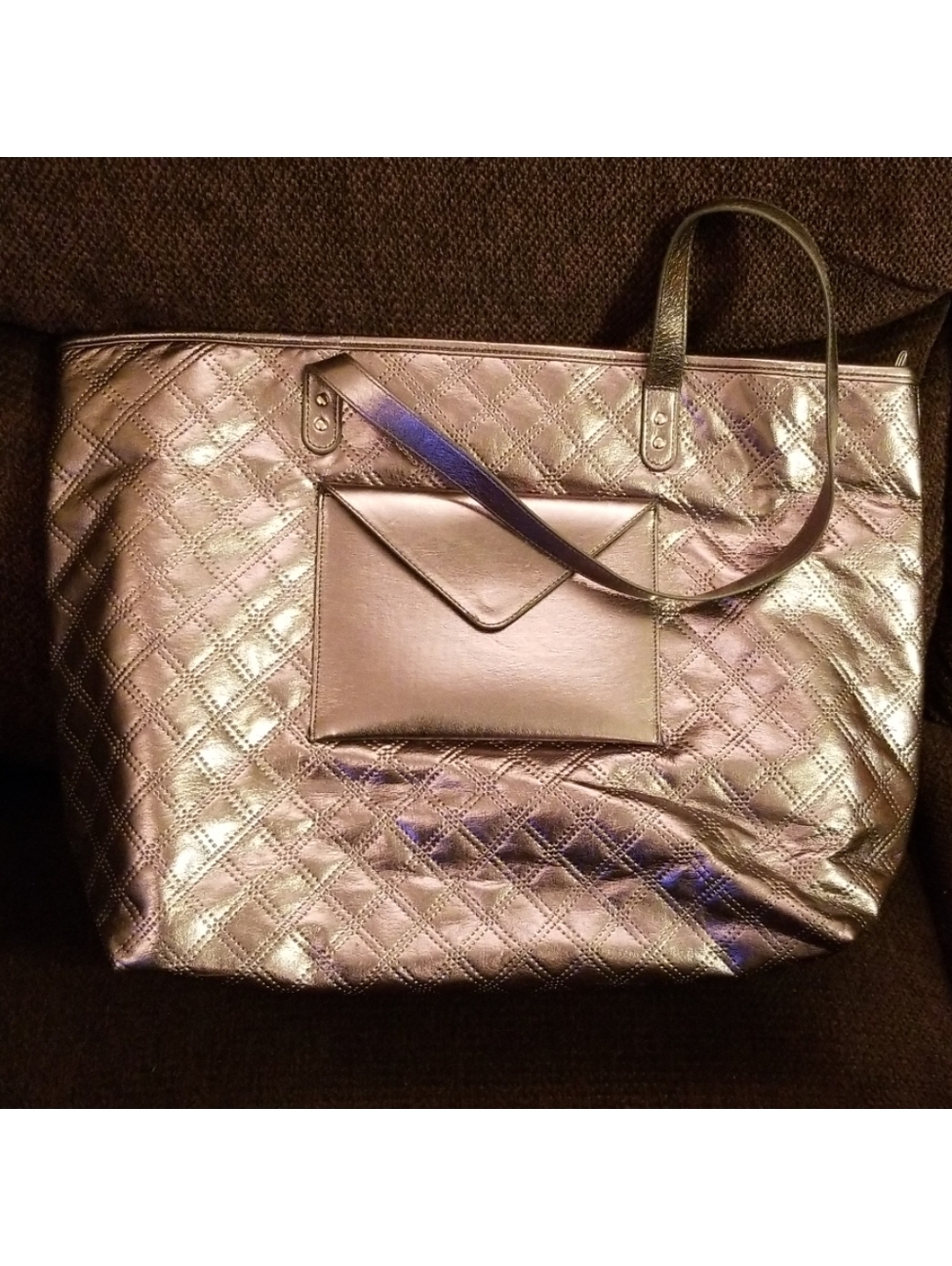 Bath & Body Works Shiny Silver Pewter Tote Bag